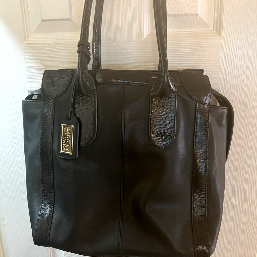 Badgley Mischka leather hobo handbag with gold tone hardware,great condition